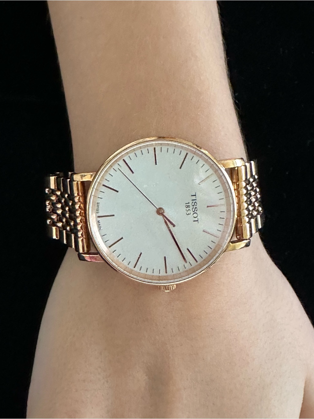 Tissot Rose Gold Bracelet Watch With White Dial